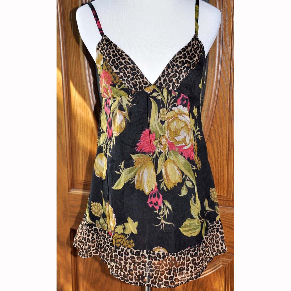 Kimchi Blue Leopard African Safari Print Spaghetti Strap Silky Camisole